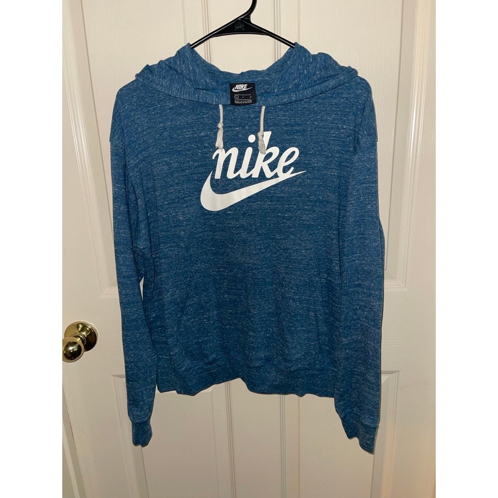 Nike Blue Heather‎ Hoodie Large drawstring pullover sportswear heritage